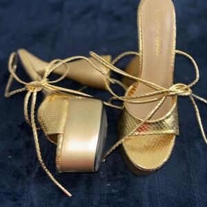 Fashion Nova Shimmering Gold Platform Heels